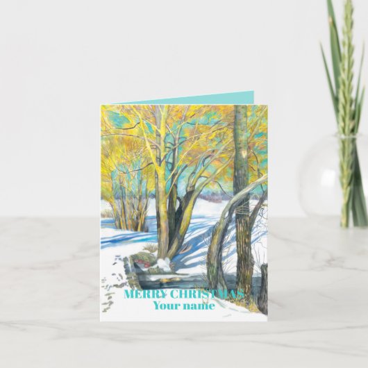 Brücke im Winter Aquarell Karte (Vorderseite)