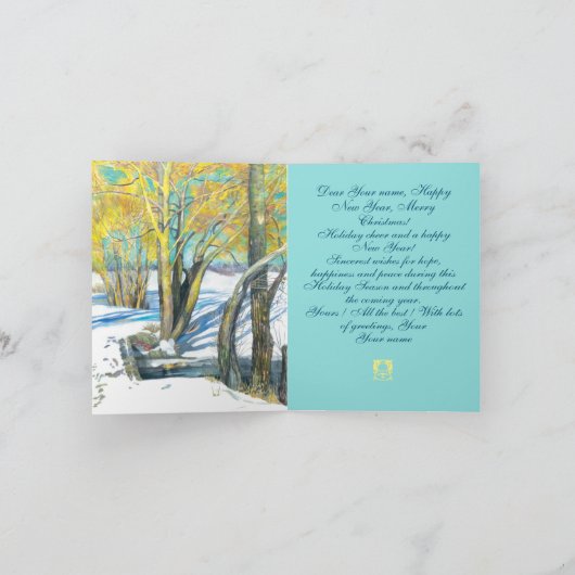 Brücke im Winter Aquarell Karte (Innenseite)