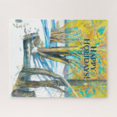 Brücke im Winter Aquarell Puzzle (Horizontal)