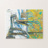 Brücke im Winter Aquarell Puzzle (Horizontal)