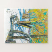 Brücke im Winter Aquarell Puzzle (Horizontal)