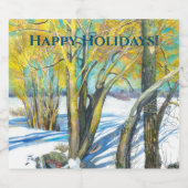 Brücke im Winter Aquarell Schaumweinetikett (Einzelnes Label)