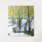 Brücke im Winter Aquarell Wandteppich (Vorderseite)