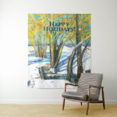 Brücke im Winter Aquarell Wandteppich (Beispiel)