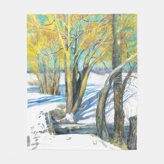 Brücke im Winter Fleecedecke (Vorderseite)