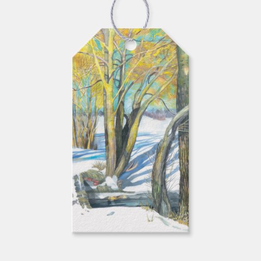 Brücke im Winter Geschenkanhänger (Vorderseite)