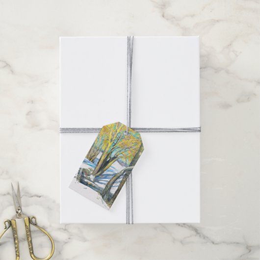 Brücke im Winter Geschenkanhänger (Mit Garn)