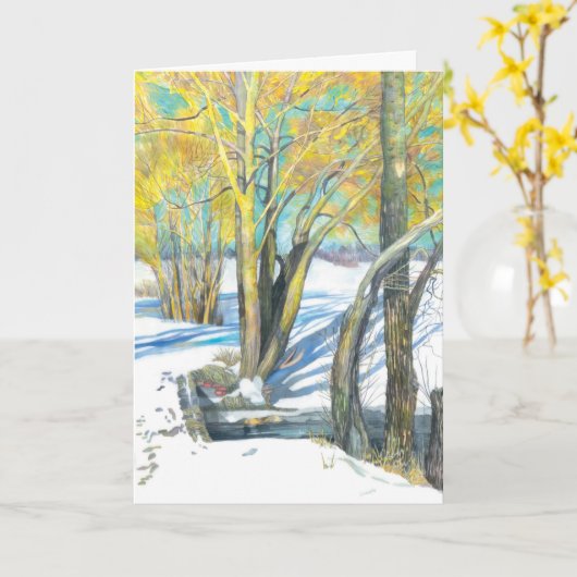 Brücke im Winter Karte (Gelbe Blume)