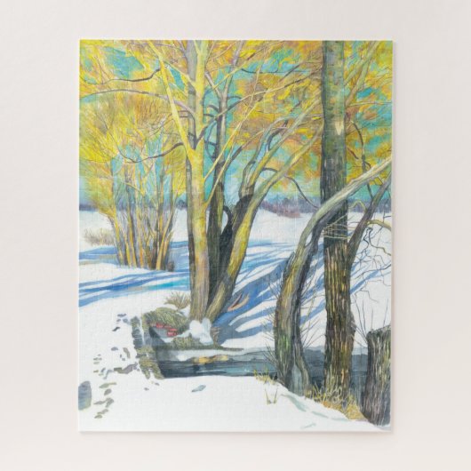 Brücke im Winter Puzzle (Vertikal)
