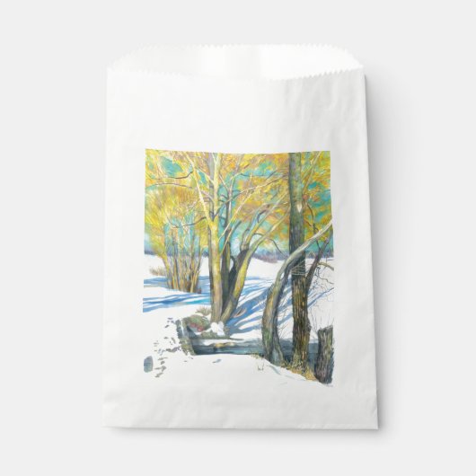 Brücke im Winter Wasserfarbe Geschenktütchen (Vorderseite)