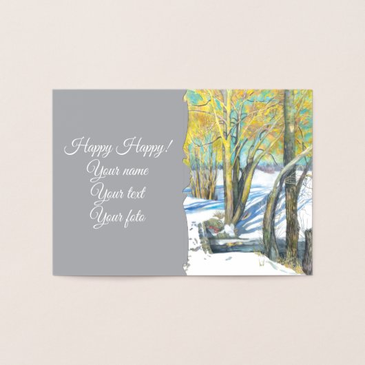 Brücke im Winter Watercol Malerei Folienkarte (Innenseite)