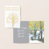 Brücke im Winter Watercol Malerei Folienkarte (Anzeige)