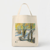 Brücke im Winter Watercol Malerei Tragetasche (Vorne)