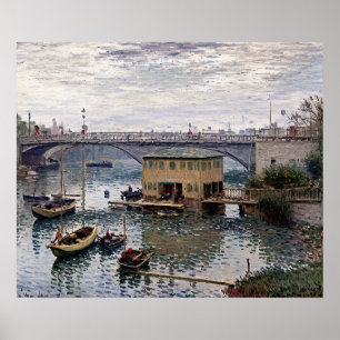 Brücke in Argenteuil an einem grauen Tag Poster