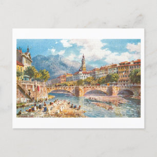 Brücke in Nizza, Frankreich, Vintage-Postkarte Postkarte