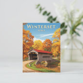 Brücke in Winterset Iowa Postkarte (Stehend Vorderseite)