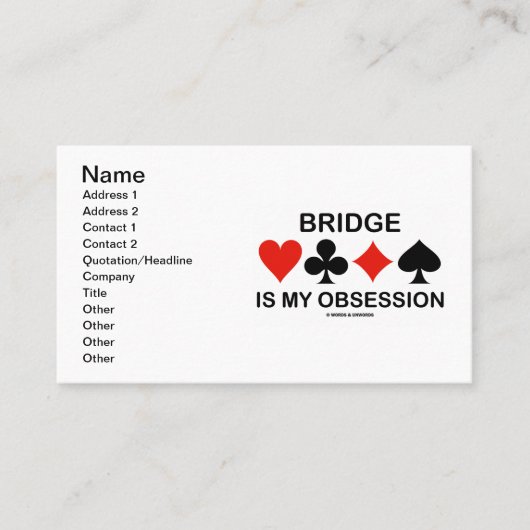 Brücke ist meine Obsession Visitenkarte (Vorderseite)