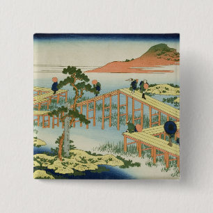 Brücke mit acht Teilen, Provinz von Mucawa, Japan Button