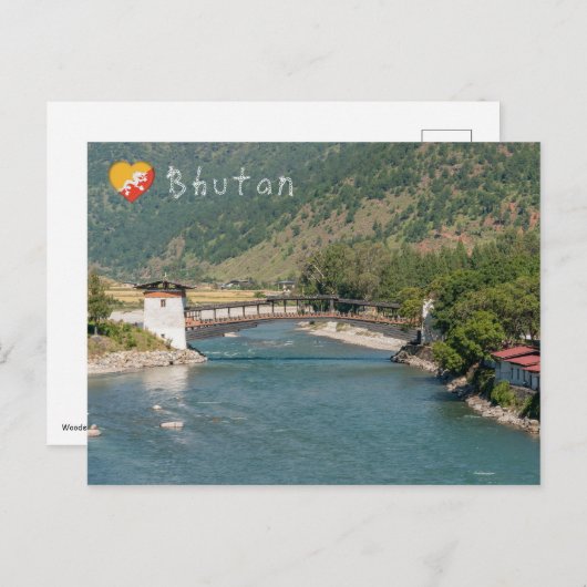 Brücke nach Punakha Dzong in Bhutan Postkarte (Vorne/Hinten)