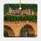 Brücke, Neckar und Schloss in Heidelberg, Deutschl Keramikornament (Rückseite)