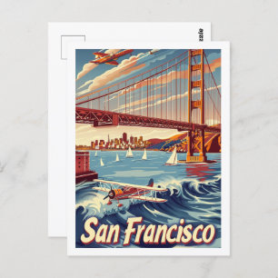 Brücke San Francisco Vintag Berühmter Reiseort Postkarte