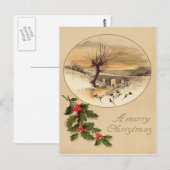 Brücke Schnee Winterliche Szene Stechpalme Postkarte (Vorne/Hinten)