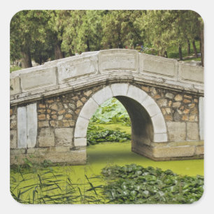 Brücke, Sommerpalast, Peking, China Quadratischer Aufkleber