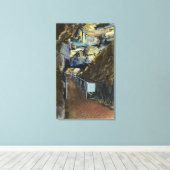 Brücke über Chasm mit ausgewogenem Felsen Leinwanddruck (Insitu (Holzboden))