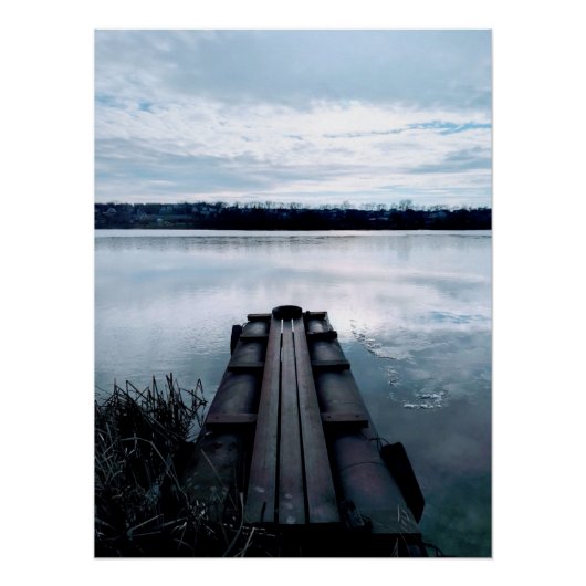 Brücke über den Dnieper mit Schilf Poster (Vorderseite)
