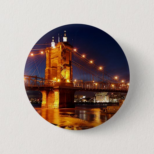 Brücke über den Fluss Ohio in Cincinnati Ohio Button (Vorderseite)