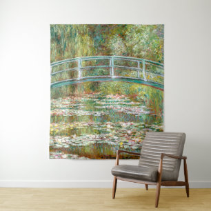 Brücke über den Teich der Wasserläufer Claude Mo Wandteppich