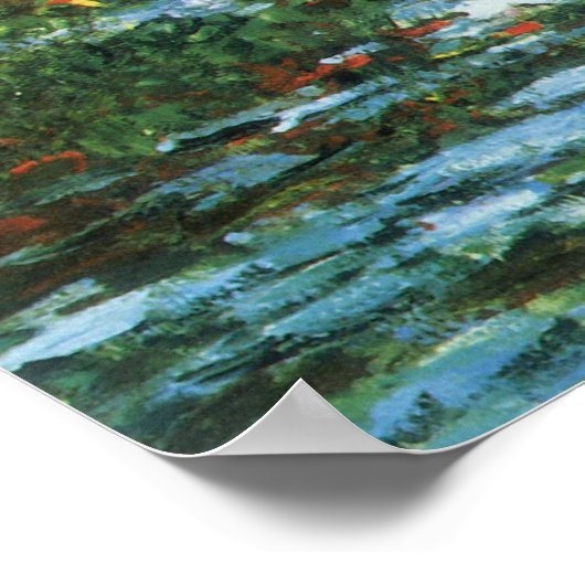 Brücke über den Wasserlilie-Teich von Claude Monet Poster (Ecke)