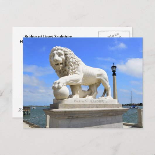 Brücke über die Löwenskulptur Postkarte (Vorne/Hinten)