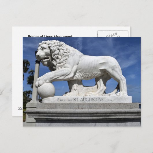 Brücke über die Löwenskulptur Postkarte (Vorne/Hinten)