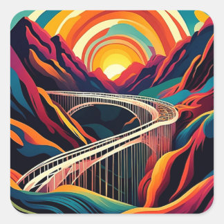 Brücke über die Schlucht 3 Quadratischer Aufkleber