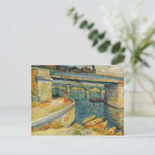 Brücke über die Seine bei Asnieres durch Van Gogh  Postkarte (Stehend Vorderseite)