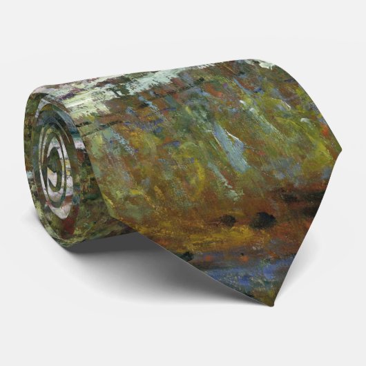 Brücke über einem Teich der Wasser-Lilien durch Krawatte (Gerollt)