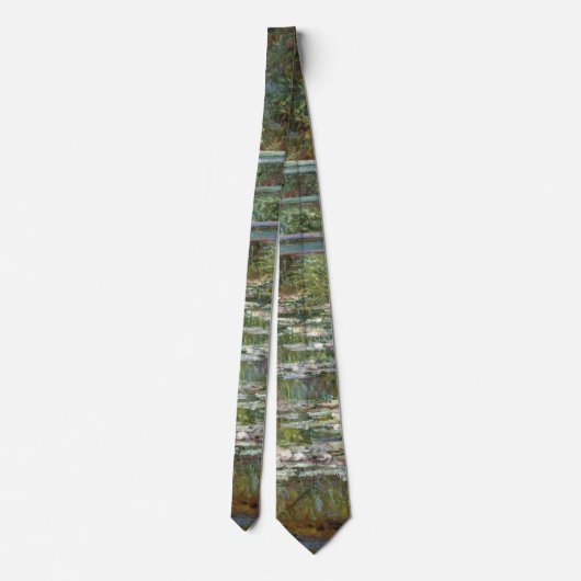 Brücke über einem Teich der Wasser-Lilien durch Krawatte (Rückseite)