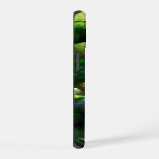Brücke über einen Bach im Wald. 1 iPhone 15 Hülle (Rechte Seite)