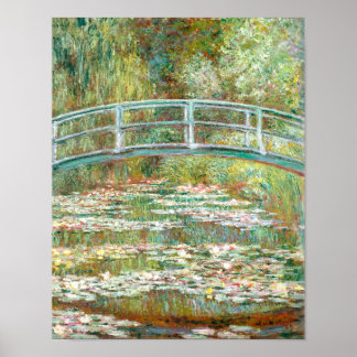 Brücke über einen Teich der Wasserlilien von Claud Poster