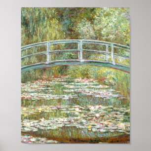 Brücke über einen Teich mit Seerosen von Claude Mo Poster