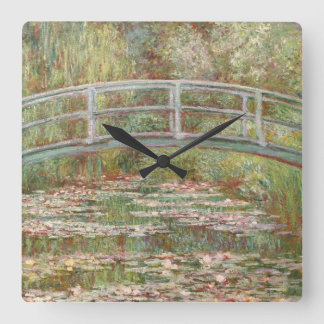 Brücke über einen Teich von Wasserläufen Quadratische Wanduhr