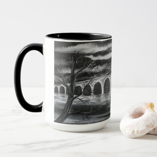 Brücke über gestörter Wasser-Tasse Tasse (Mit Donut)