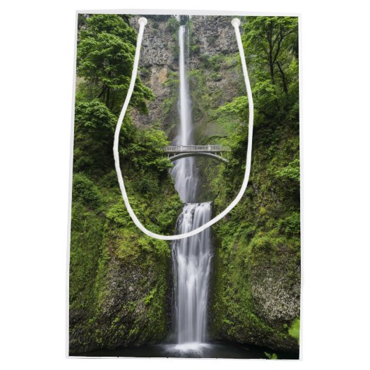 Brücke über Wasserfall-Landschaft Mittlere Geschenktüte (Rückseite)