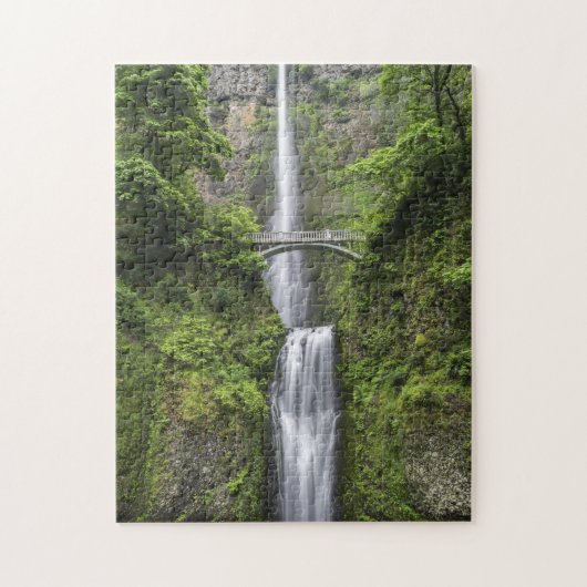 Brücke über Wasserfall-Landschaft Puzzle (Vertikal)
