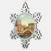 Brücke und Kanal, Venedig, Italien Schneeflocken Zinn-Ornament (Rechts)