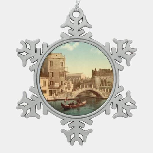 Brücke und Kanal, Venedig, Italien Schneeflocken Zinn-Ornament (Vorderseite)
