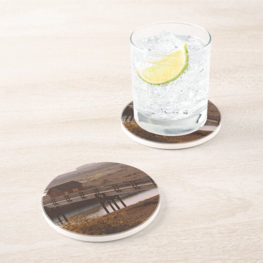 Brücke und Shack-Untersetzer Sandstein Untersetzer (Seite)