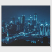 Brücke und städtische Architektur in der Nacht in Geschenkpapier (Flach)