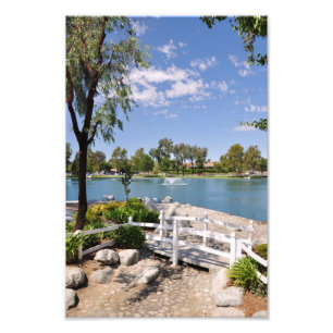 Brücke und Teich Fotodruck